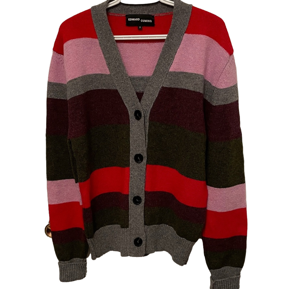 Edward Cuming Multi Colour Striped Cardigan Size 3